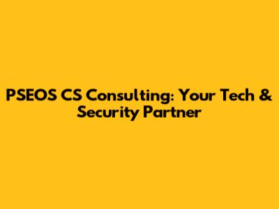 PSEOS CS Consulting: Your Tech & Security Partner