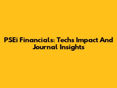 PSEi Financials: Tech's Impact And Journal Insights