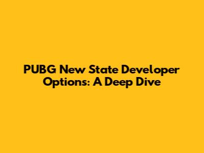 PUBG New State Developer Options: A Deep Dive