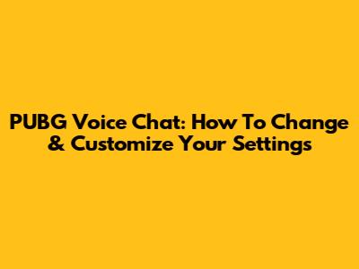 PUBG Voice Chat: How To Change & Customize Your Settings
