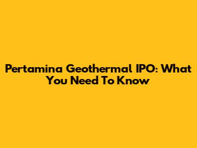 Pertamina Geothermal IPO: What You Need To Know