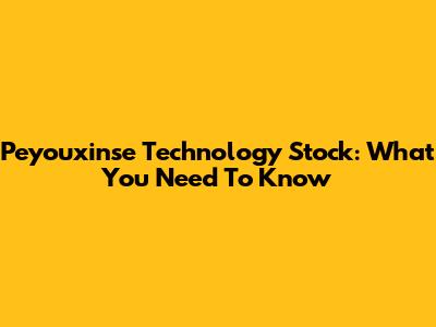 Peyouxinse Technology Stock: What You Need To Know