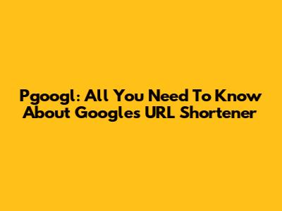 Pgoogl: All You Need To Know About Google's URL Shortener