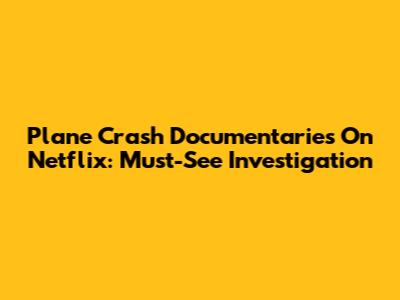 Plane Crash Documentaries On Netflix: Must-See Investigation