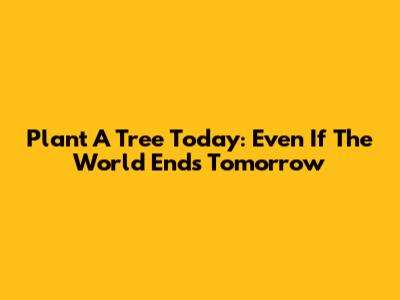 Plant A Tree Today: Even If The World Ends Tomorrow