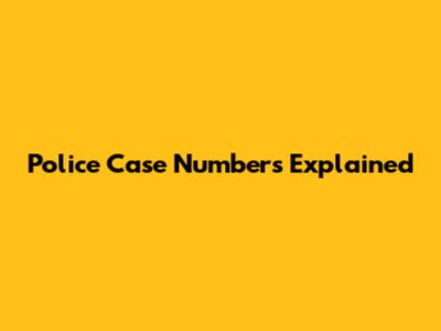 Police Case Numbers Explained