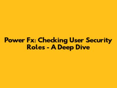 Power Fx: Checking User Security Roles - A Deep Dive