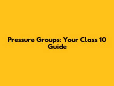 Pressure Groups: Your Class 10 Guide