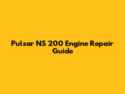 Pulsar NS 200 Engine Repair Guide