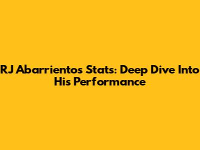 RJ Abarrientos Stats: Deep Dive Into His Performance