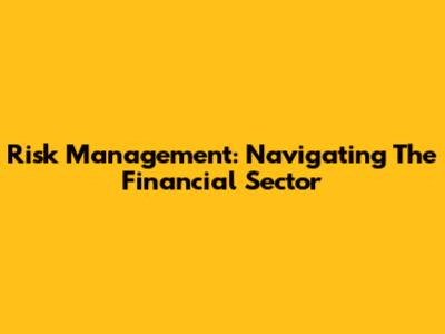 Risk Management: Navigating The Financial Sector