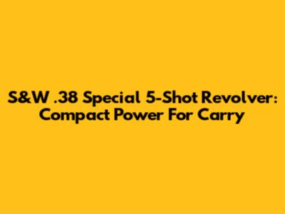 S&W .38 Special 5-Shot Revolver: Compact Power For Carry