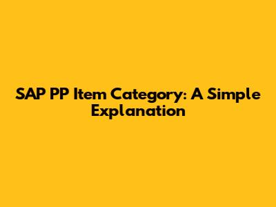 SAP PP Item Category: A Simple Explanation