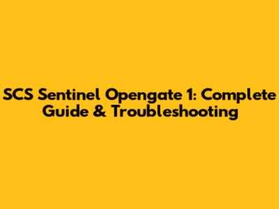 SCS Sentinel Opengate 1: Complete Guide & Troubleshooting