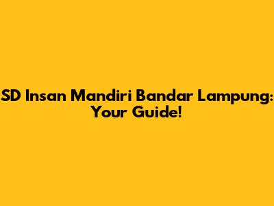 SD Insan Mandiri Bandar Lampung: Your Guide!