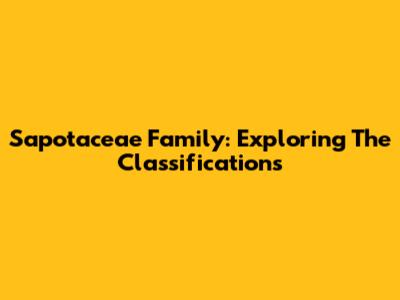 Sapotaceae Family: Exploring The Classifications