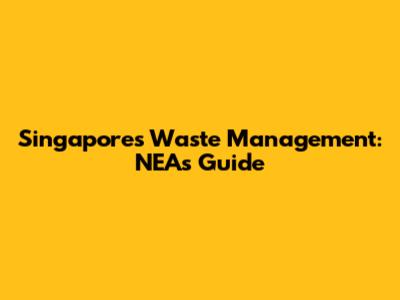 Singapore's Waste Management: NEA's Guide