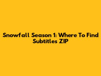 Snowfall Season 1: Where To Find Subtitles ZIP