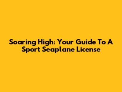 Soaring High: Your Guide To A Sport Seaplane License
