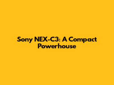 Sony NEX-C3: A Compact Powerhouse