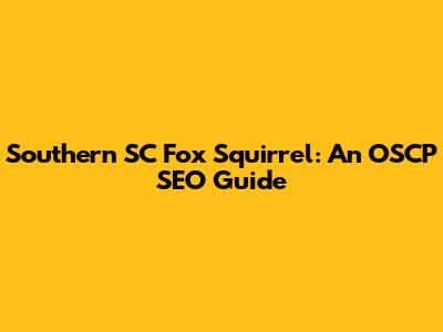 Southern SC Fox Squirrel: An OSCP SEO Guide