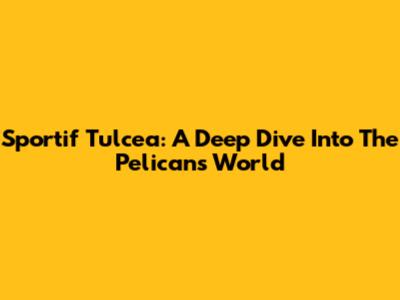 Sportif Tulcea: A Deep Dive Into The Pelicans' World