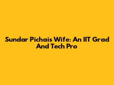 Sundar Pichai's Wife: An IIT Grad And Tech Pro