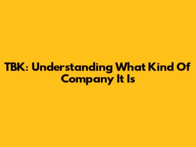 TBK: Understanding What Kind Of Company It Is
