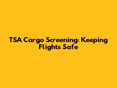 TSA Cargo Screening: Keeping Flights Safe