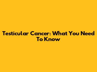 Testicular Cancer: What You Need To Know
