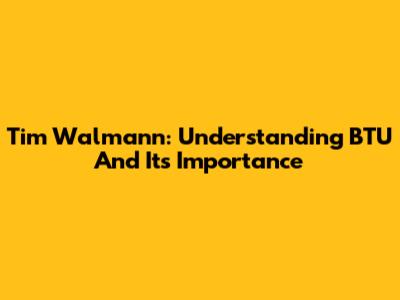 Tim Walmann: Understanding BTU And Its Importance