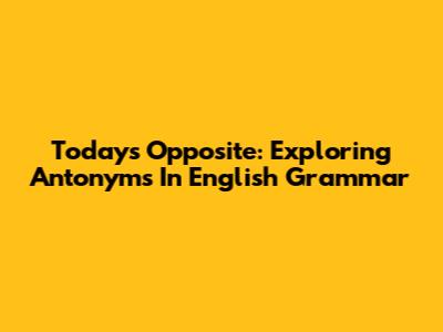 Today's Opposite: Exploring Antonyms In English Grammar