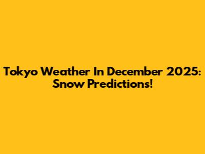Tokyo Weather In December 2025: Snow Predictions!