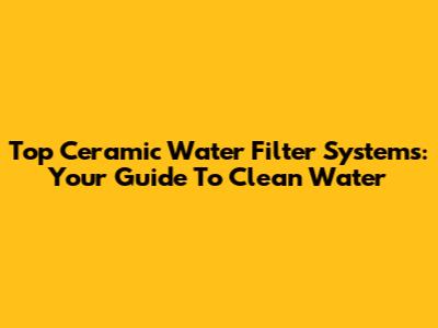 Top Ceramic Water Filter Systems: Your Guide To Clean Water