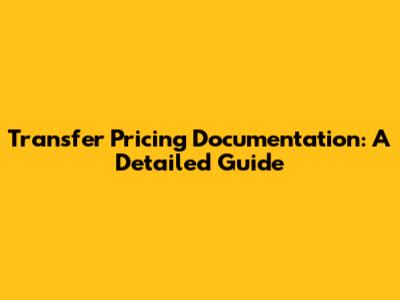 Transfer Pricing Documentation: A Detailed Guide