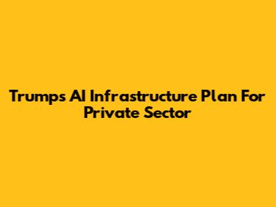 Trump's AI Infrastructure Plan For Private Sector