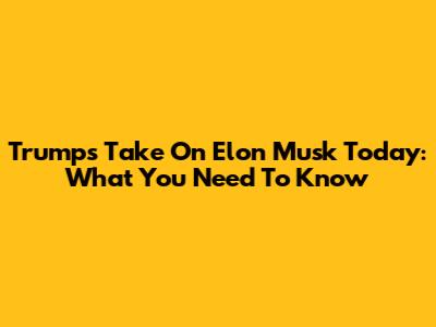 Trump's Take On Elon Musk Today: What You Need To Know