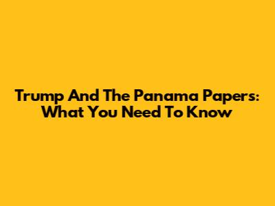 Trump And The Panama Papers: What You Need To Know