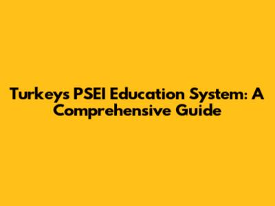 Turkey's PSEI Education System: A Comprehensive Guide