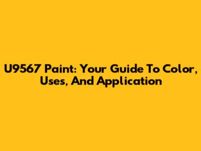 U9567 Paint: Your Guide To Color, Uses, And Application
