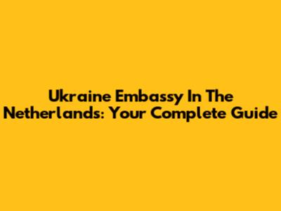 Ukraine Embassy In The Netherlands: Your Complete Guide