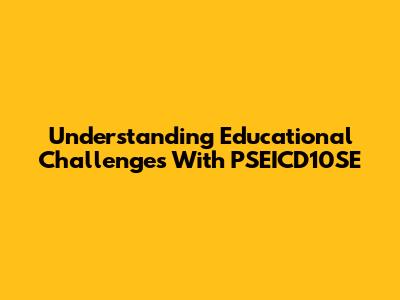 Understanding Educational Challenges With PSEICD10SE