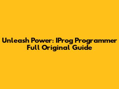 Unleash Power: IProg Programmer Full Original Guide