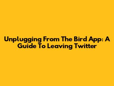 Unplugging From The Bird App: A Guide To Leaving Twitter