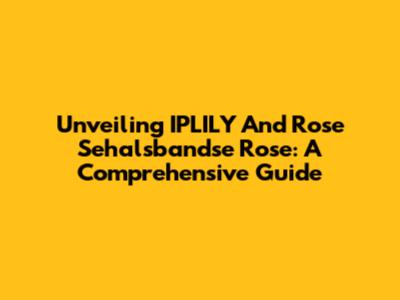 Unveiling IPLILY And Rose Sehalsbandse Rose: A Comprehensive Guide