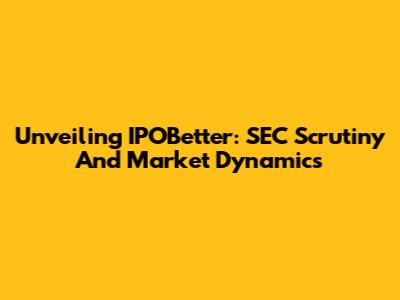 Unveiling IPOBetter: SEC Scrutiny And Market Dynamics