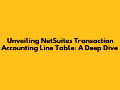 Unveiling NetSuite's Transaction Accounting Line Table: A Deep Dive