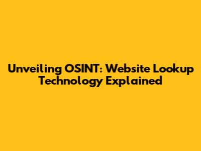Unveiling OSINT: Website Lookup Technology Explained