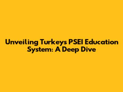Unveiling Turkey's PSEI Education System: A Deep Dive