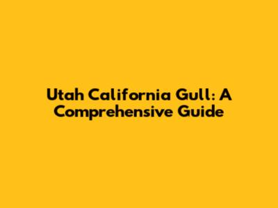 Utah California Gull: A Comprehensive Guide